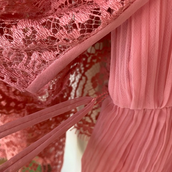 Vintage Miss Elliette California Pink Maxi Dress Matching Lace Jacket Shrug Set - Picture 12 of 13